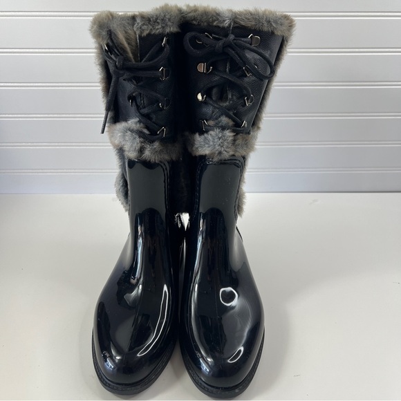 Stuart Weitzman Rebooting Faux-Fur-Trimmed Rain Boots Sz 7.5/38 - Picture 3 of 14